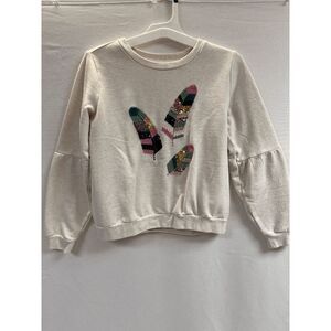 Gymboree Girls Embroidered Feathers w Sequins Soft Sweatshirt Top Size L 10-12